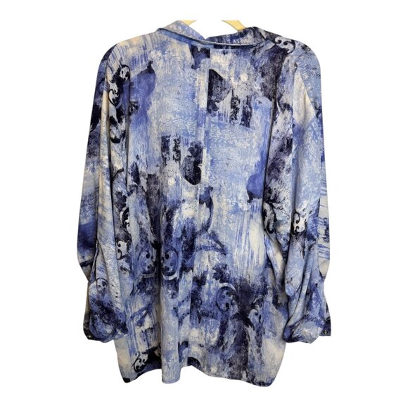 Chico's Blouse Women's Size XL Sequins Abstract Artsy Tie Front Purple Chico's 3 - Picture 2 of 4